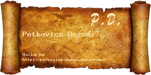 Petkovics Dezső névjegykártya