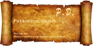 Petkovics Dezső névjegykártya